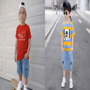 Premium Quality T-Shirt And Jeans Pant Combo Set For Baby